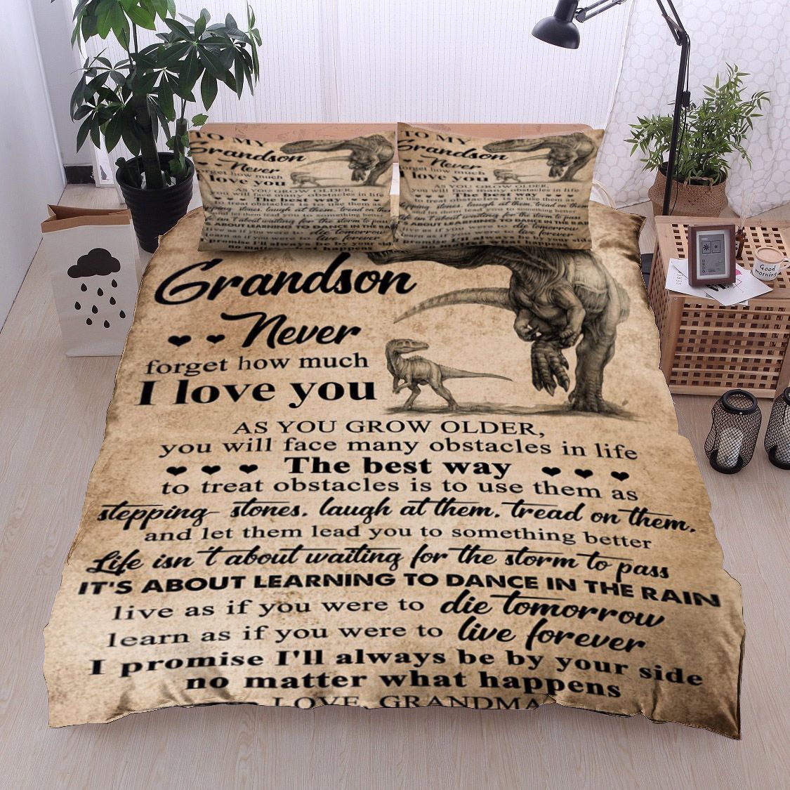 Dinosaurs To My Grandson From Grandma Bedding Set