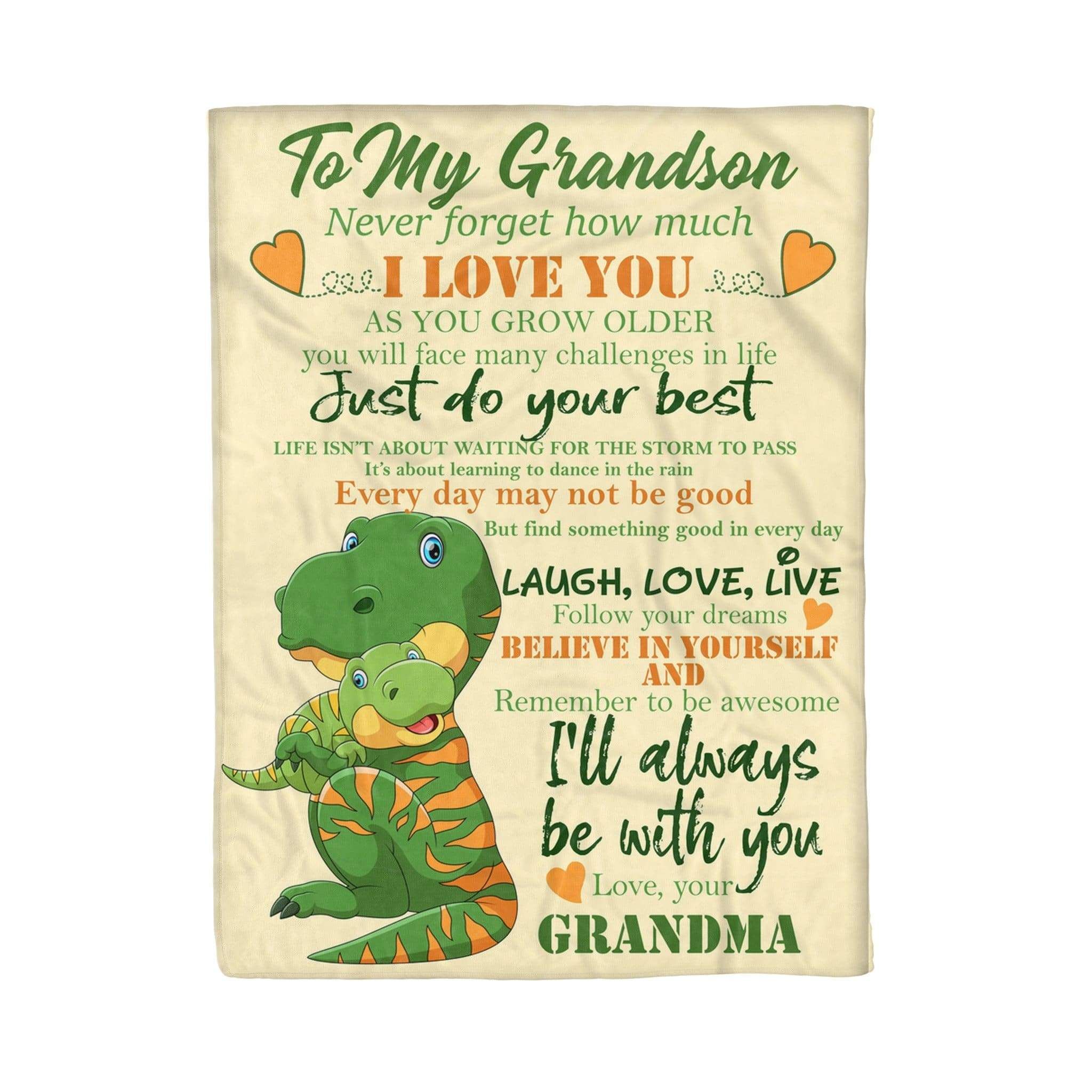 Dinosaurs To My Grandson Fleece Blanket