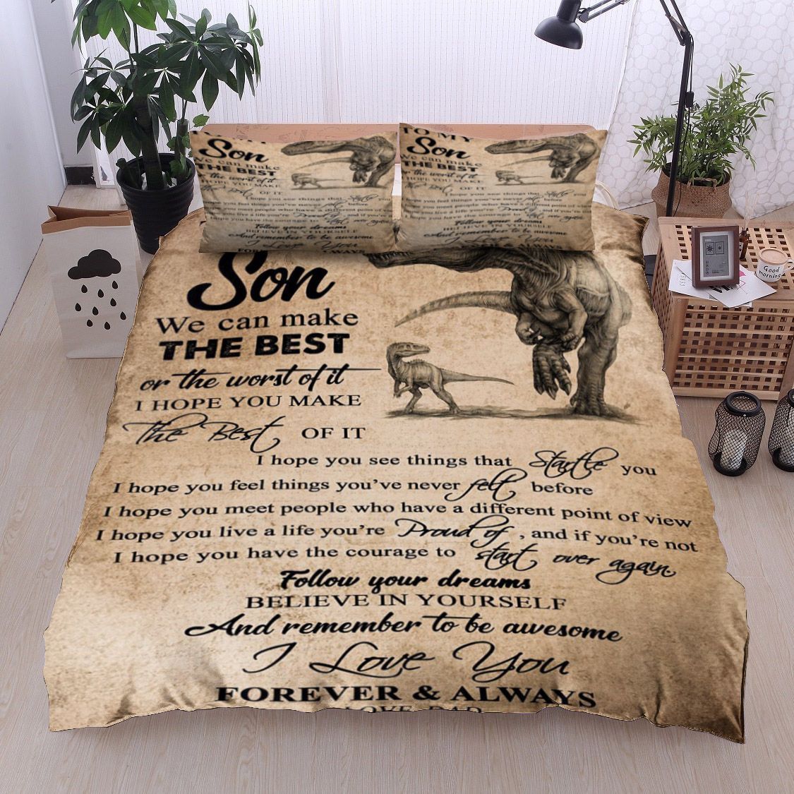 Dinosaurs To My Son From Dad Bedding Set
