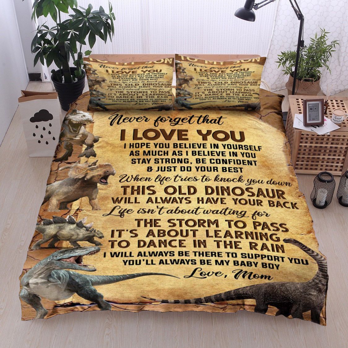 Dinosaurs To My Son Love Mom Bedding Set