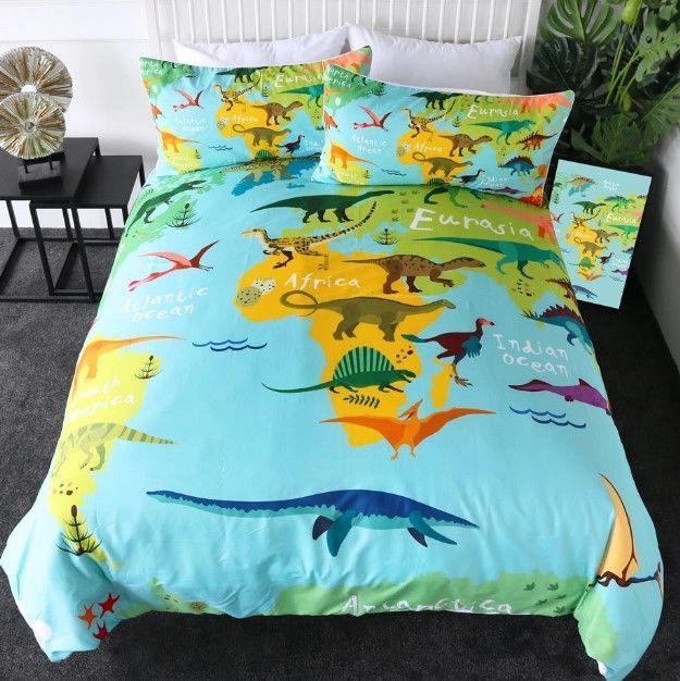 Dinosaurs World Map Bedding Set