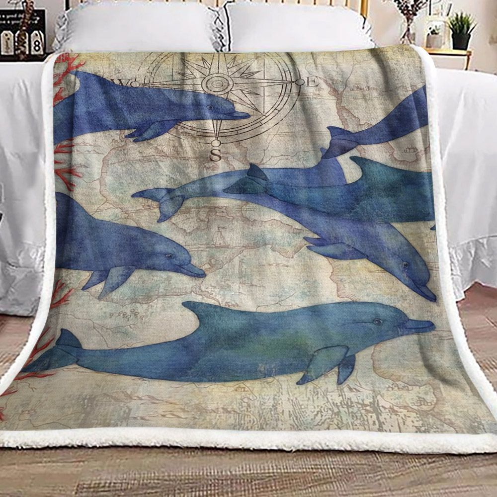Discovery Dolphins Sherpa Fleece Blanket