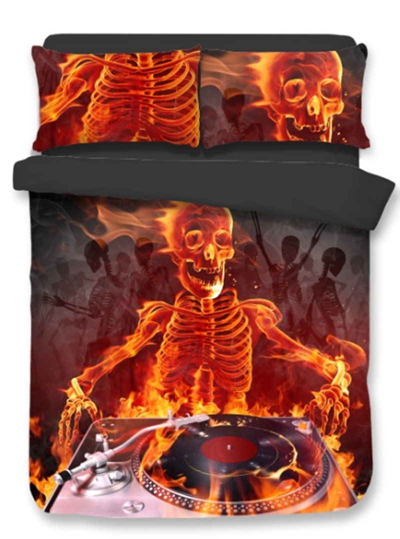 Dj Fire Skull Bedding Set