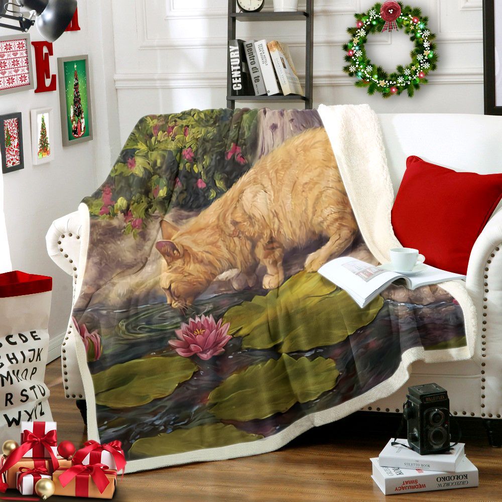 Do Not Forget To Drink Water Cat Sherpa Fleece Blanket