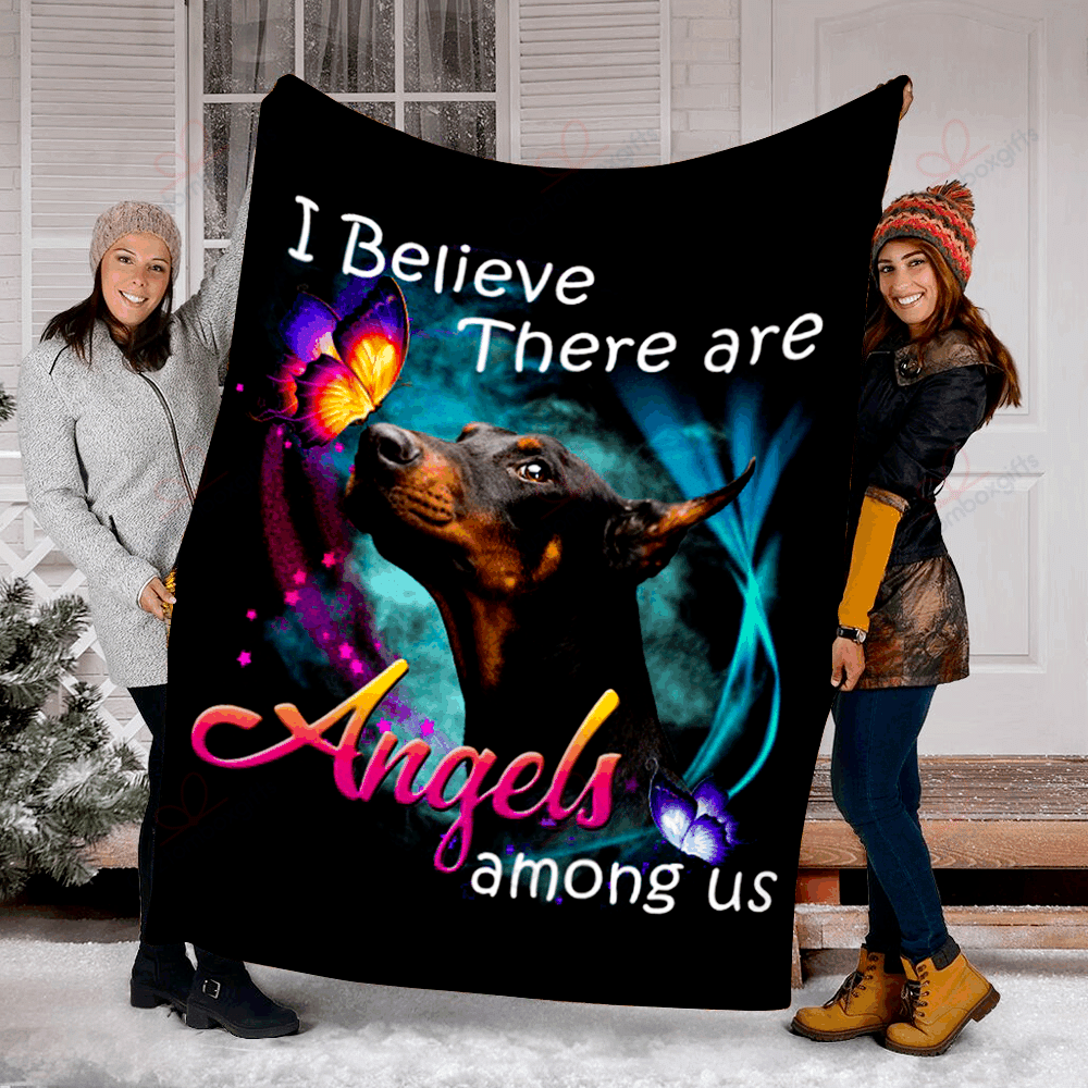 Doberman 02 Angels Among Us Classic Dog Sherpa Fleece Blanket