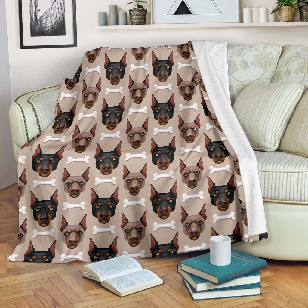 Doberman Dog Sherpa Fleece Blanket