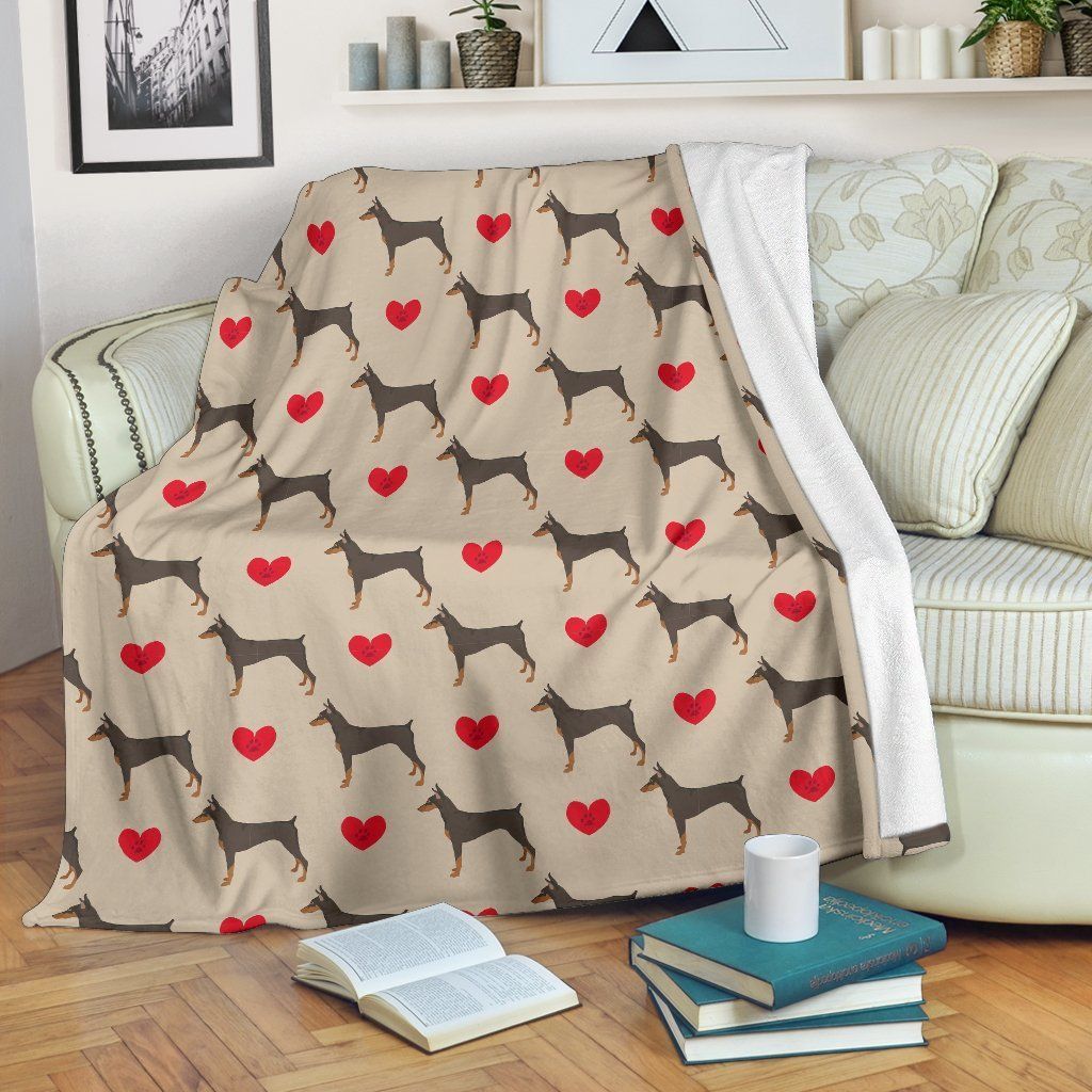 Doberman Dog Sherpa Fleece