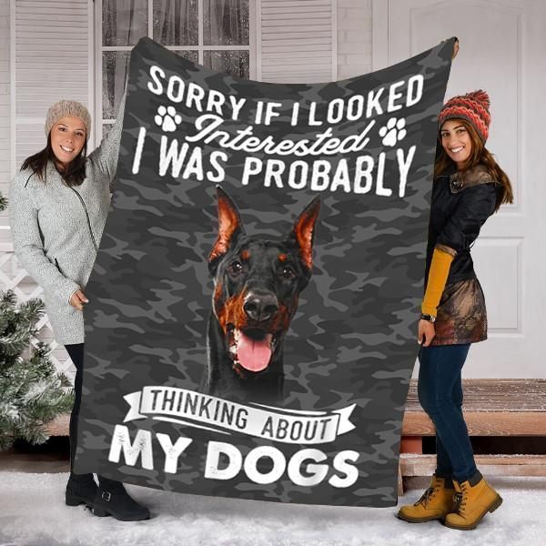 Doberman Dog Sherpa Fleece Blanket