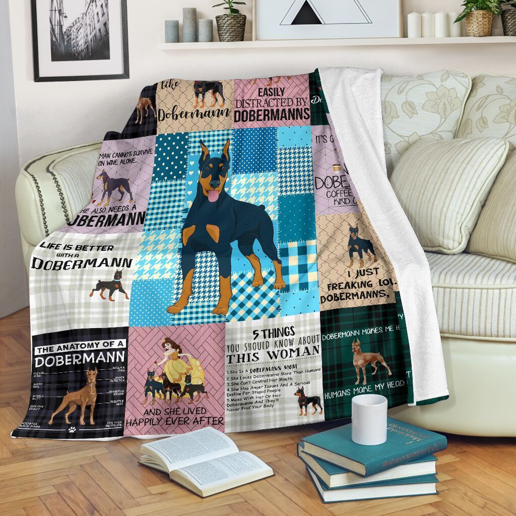 Dobermann Dog Sherpa Fleece Blanket