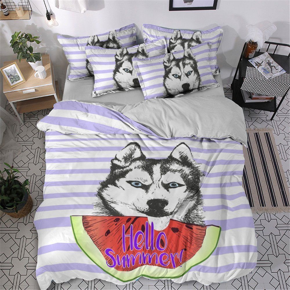 Dog Alaska Cotton Bed Sheets Spread Comforter Bedding Set