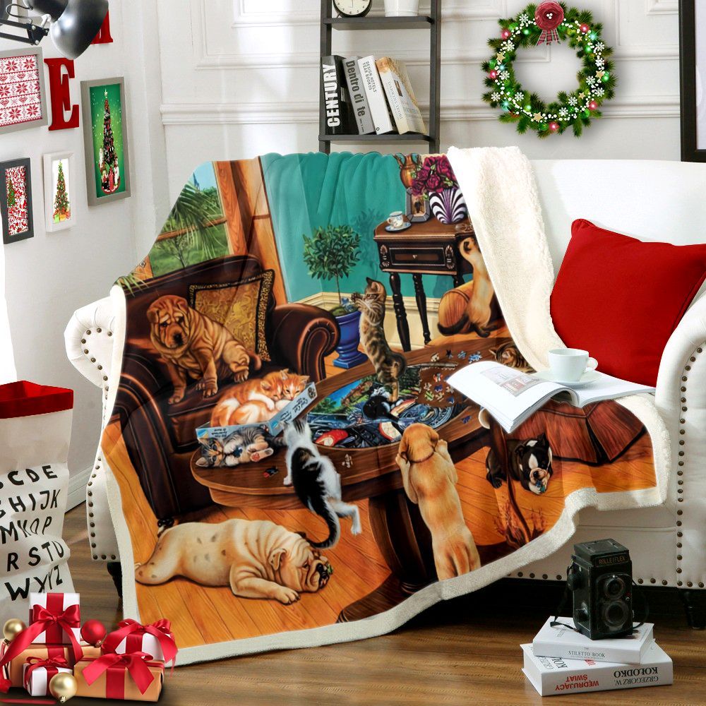 Dog And Cat Sherpa Fleece Blanket