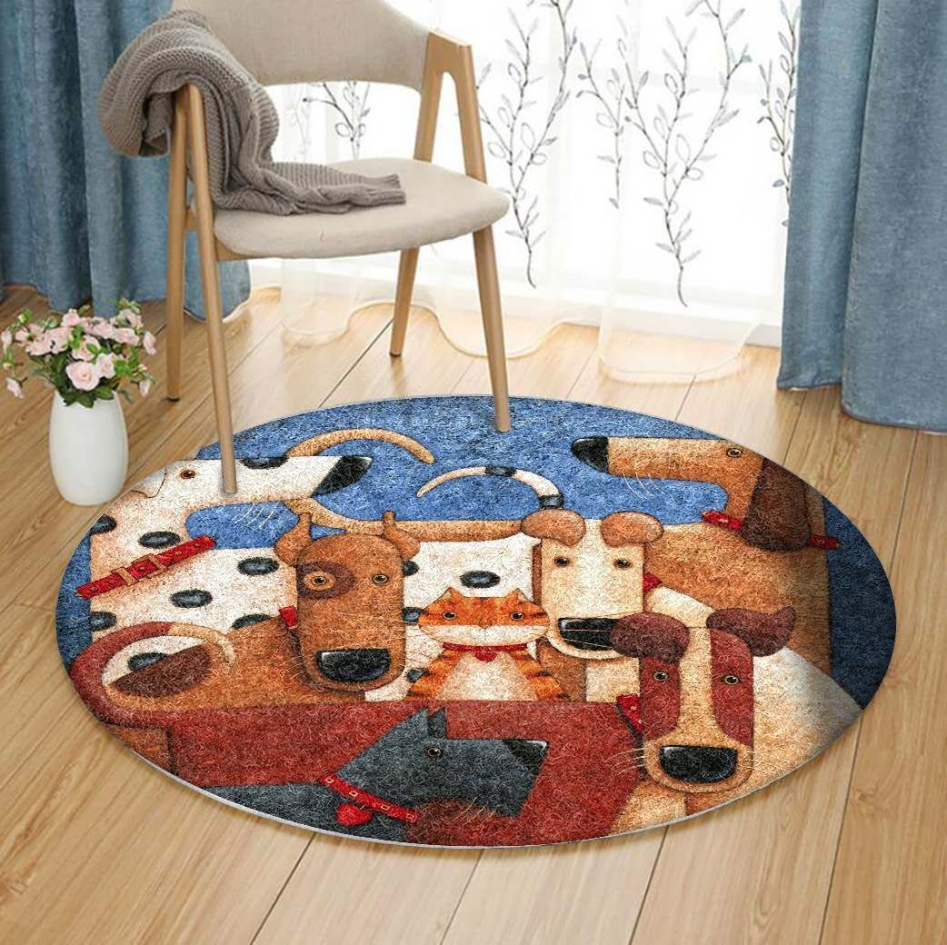Dog And Cat Round Carpet