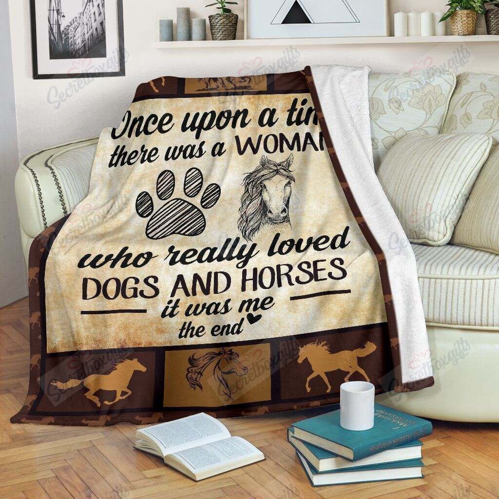 Dog And Horses Fleece Blanket