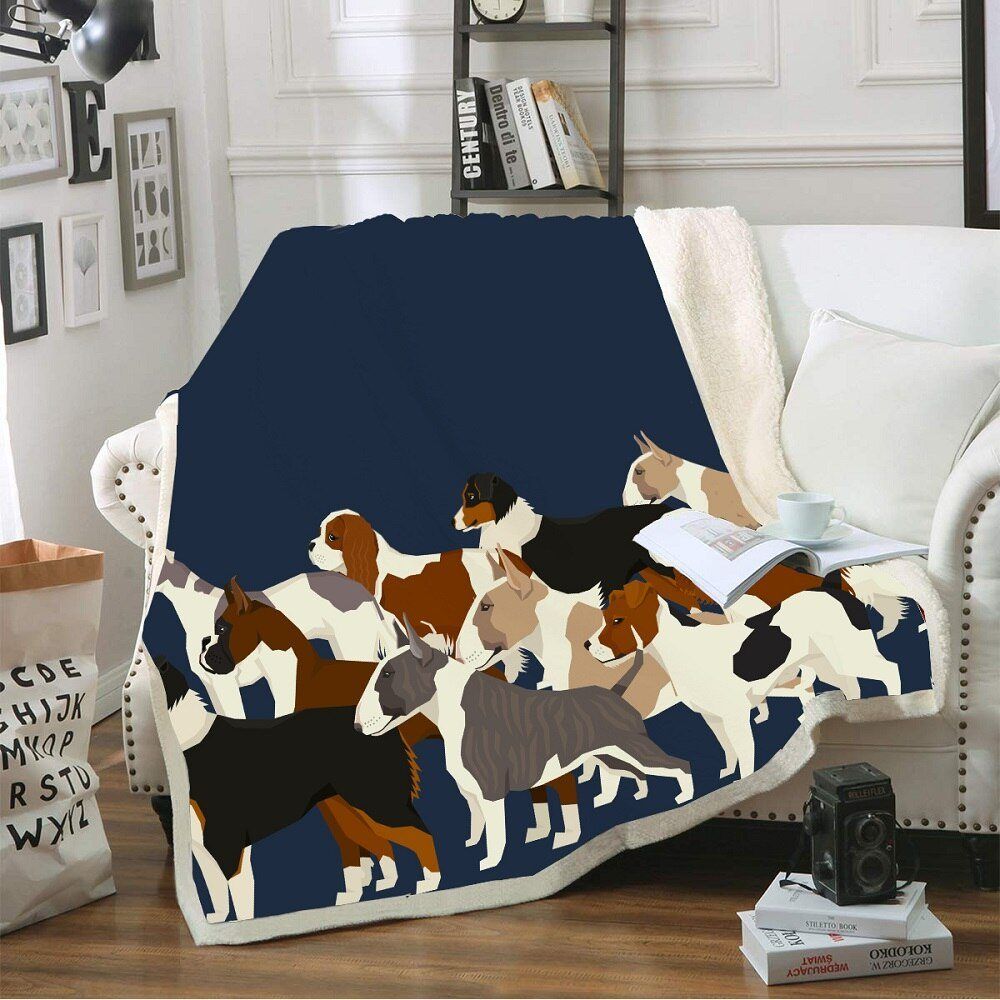 Dog Animals Sherpa Fleece Blanket