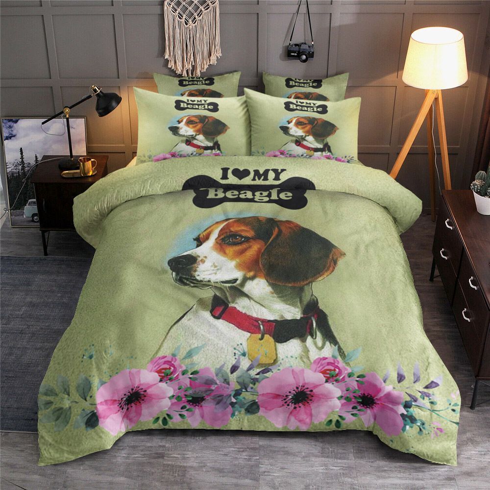 Dog Beagle Flower Bedding Set