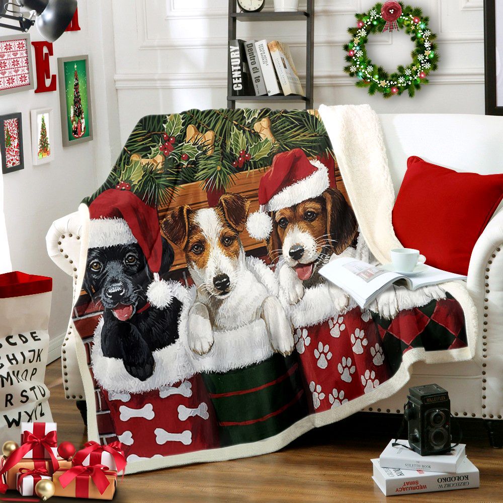 Dog Christmas Sherpa Fleece Blanket