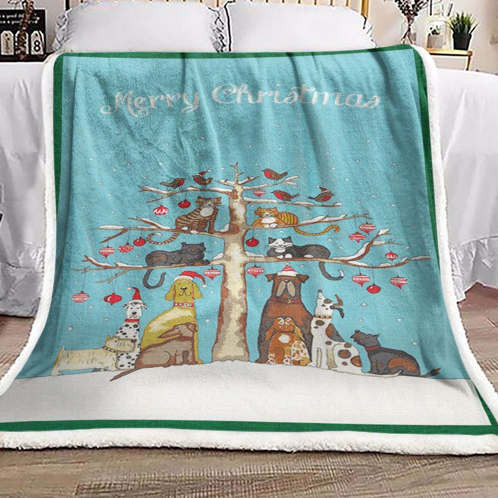 Dog Christmas Sherpa Fleece Blanket