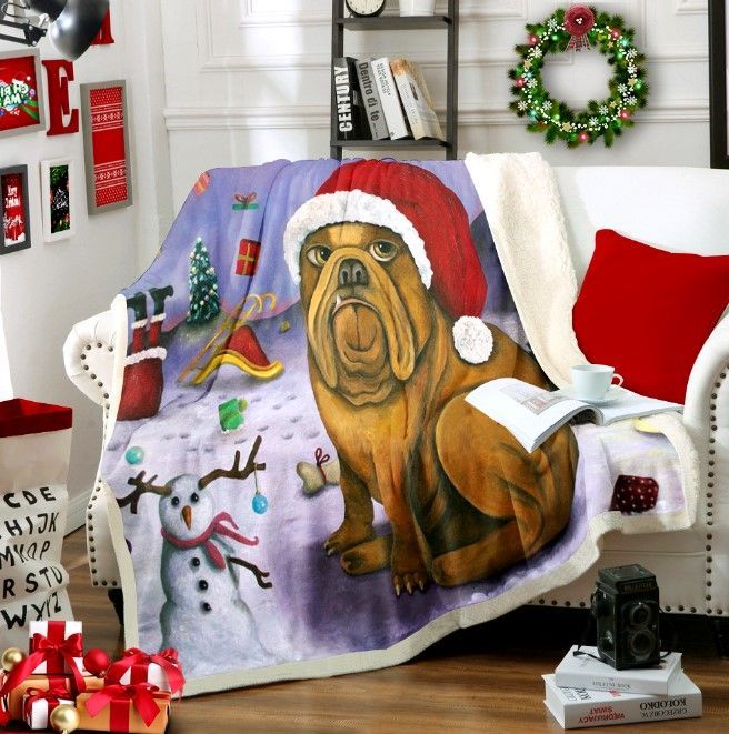 Dog Christmas Sherpa Fleece Blanket