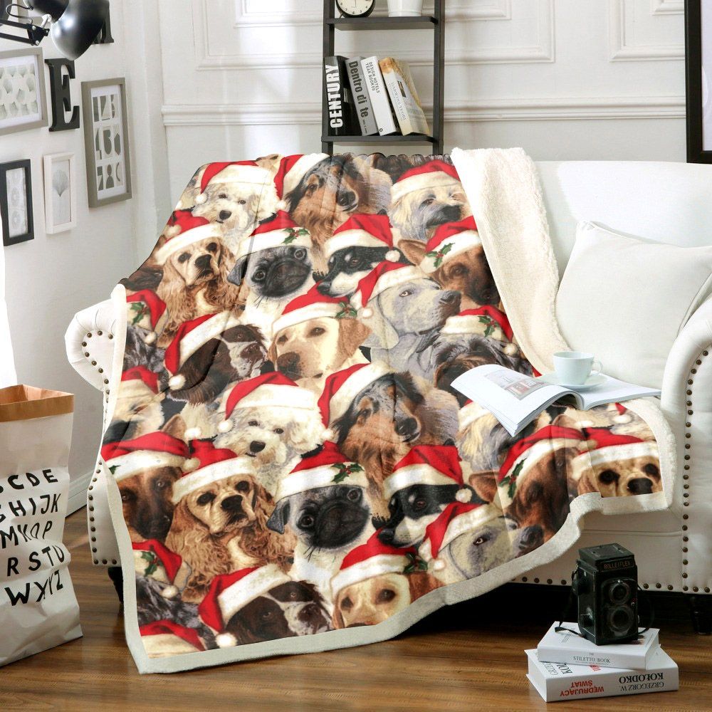 Dog Christmas Day Sherpa Fleece Blanket