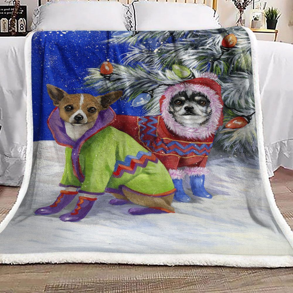 Dog Christmas Sherpa Fleece Blanket