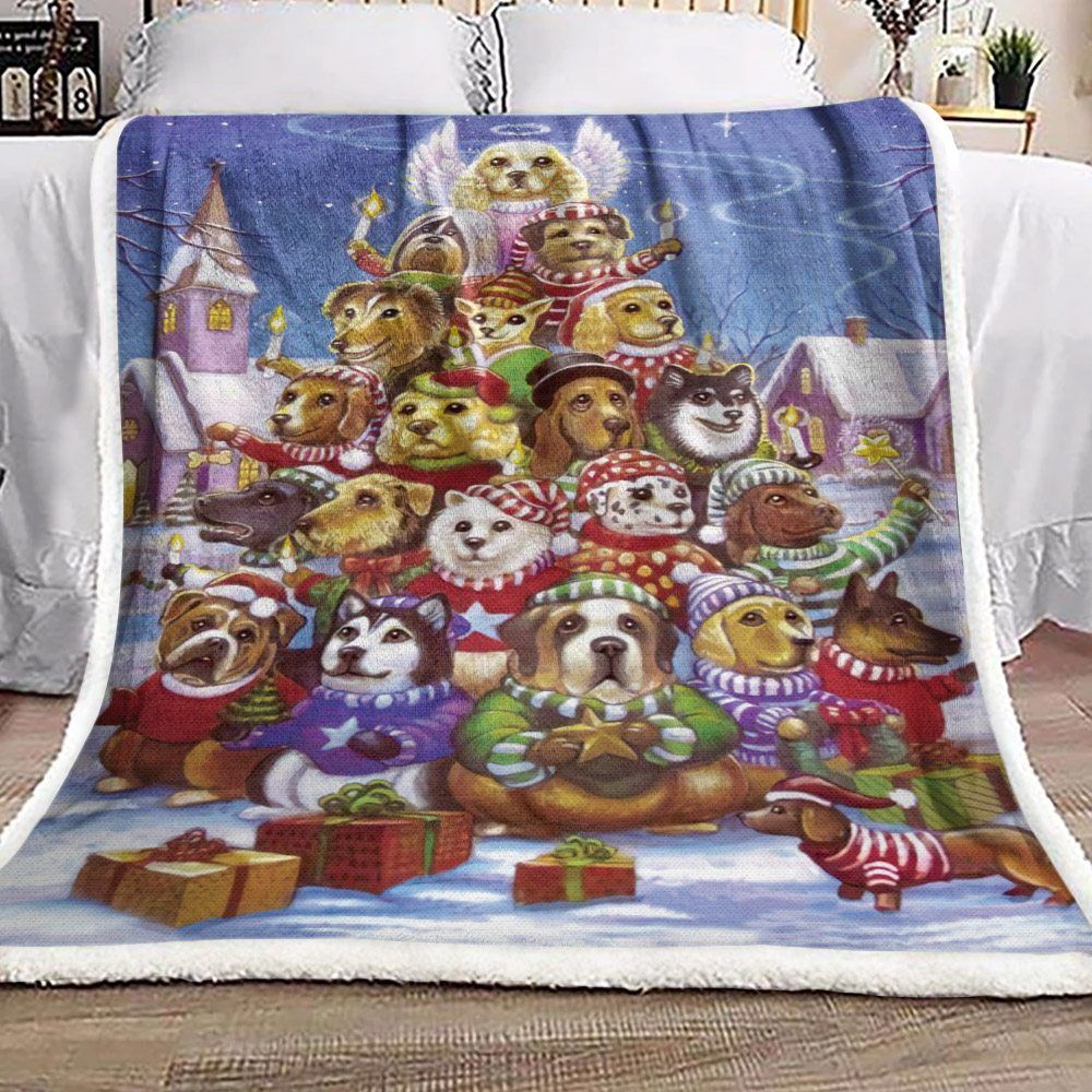 Dog Christmas Sherpa Fleece Blanket