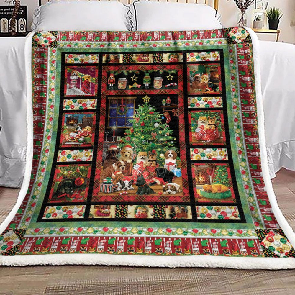 Dog Christmas Sherpa Fleece Blanket