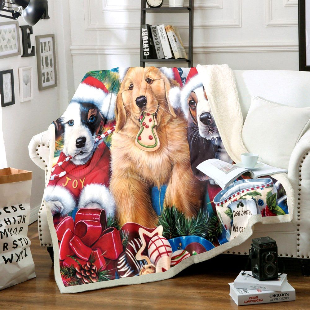 Dog Christmas Sherpa Fleece Blanket