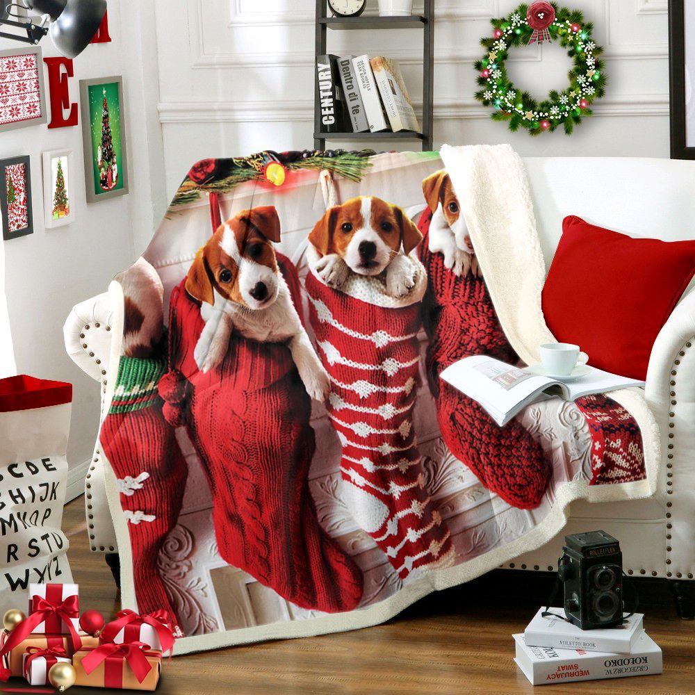 Dog Christmas Sherpa Fleece Blanket