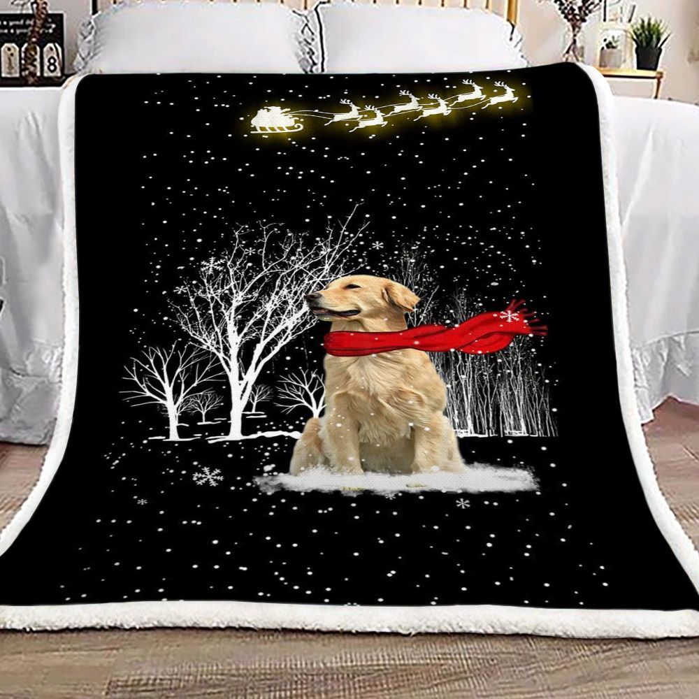 Dog Christmas Warm Reindeer Wishes Sherpa Fleece Blanket