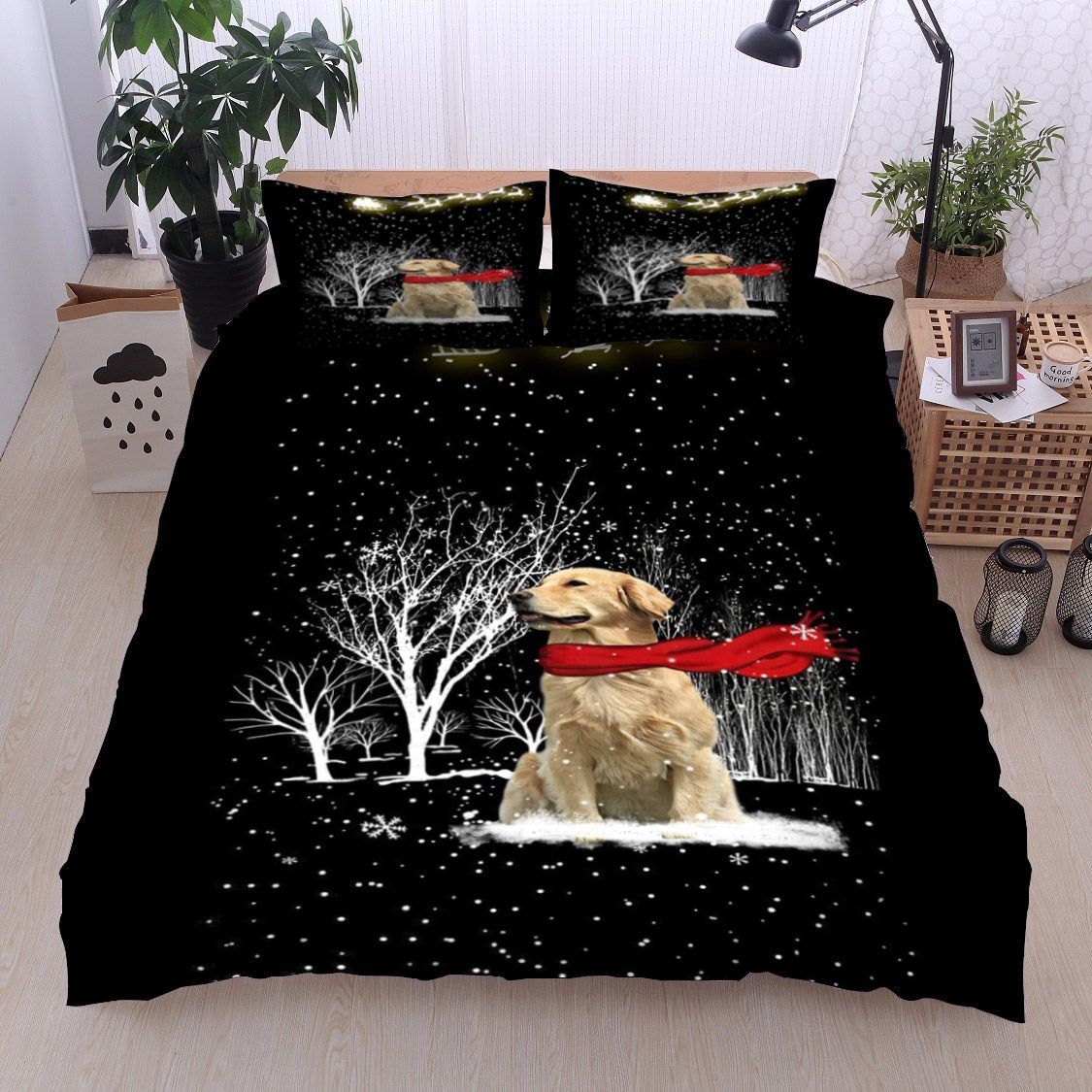 Dog Christmas Warm Reindeer Wishes Bedding Set