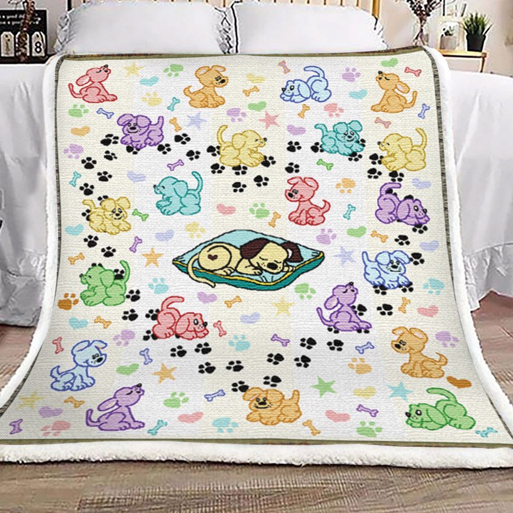 Dog Colorful Sherpa Fleece Blanket