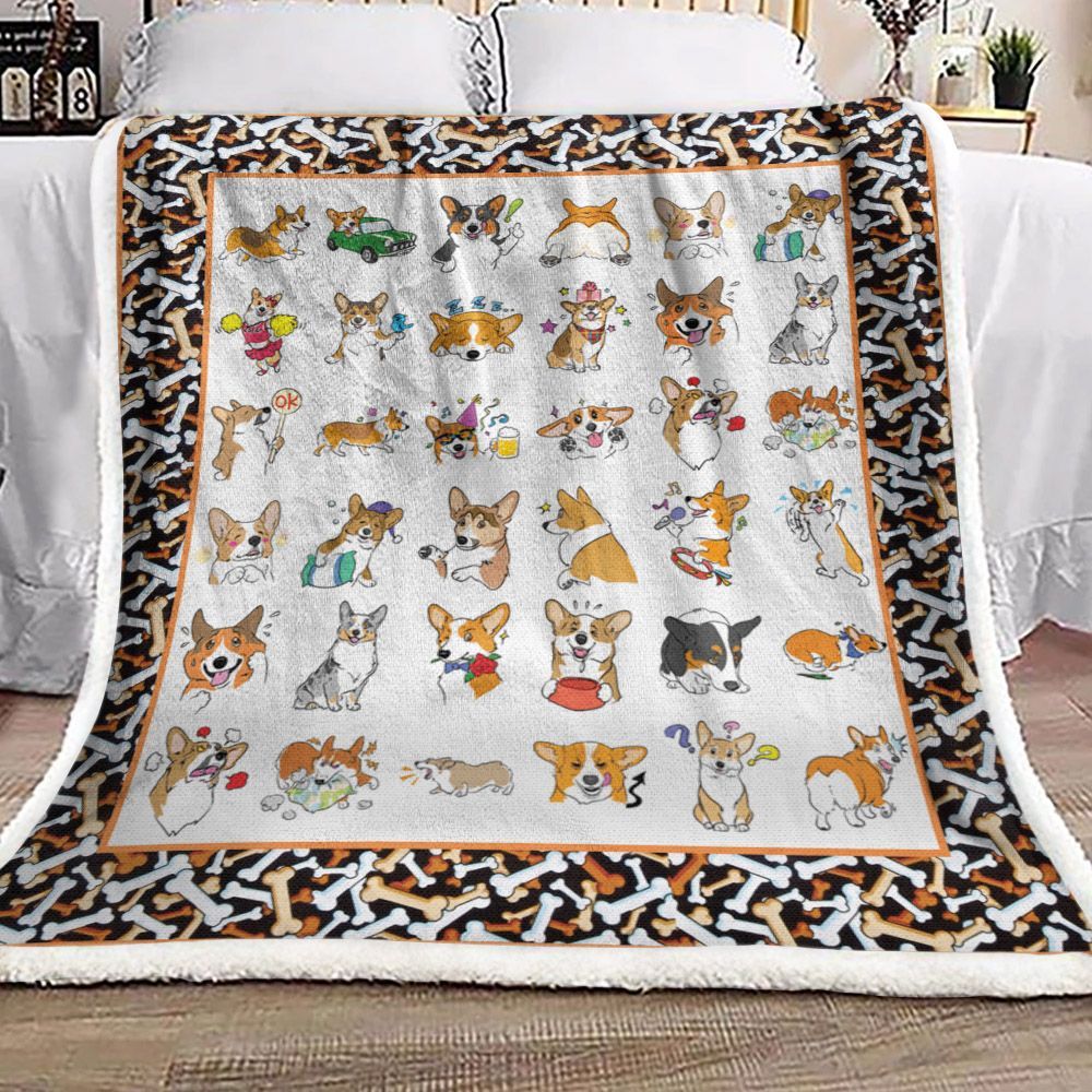 Dog Corgi Sherpa Fleece Blanket