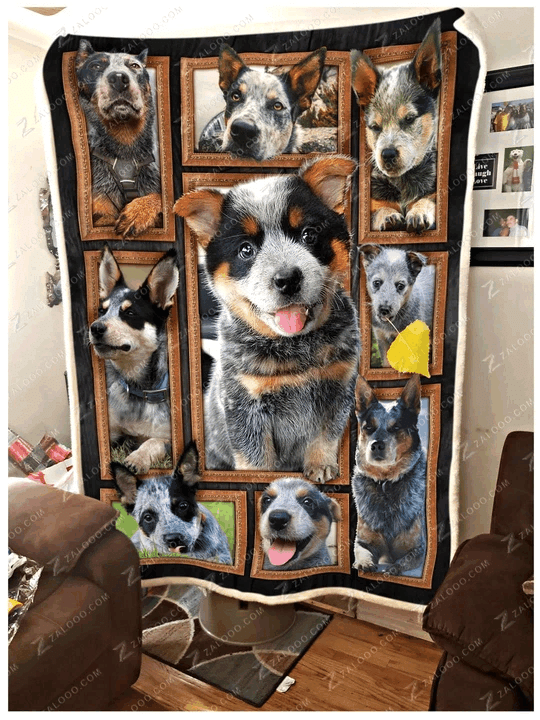 Dog Cute Blue Heelers Sherpa Fleece Blanket