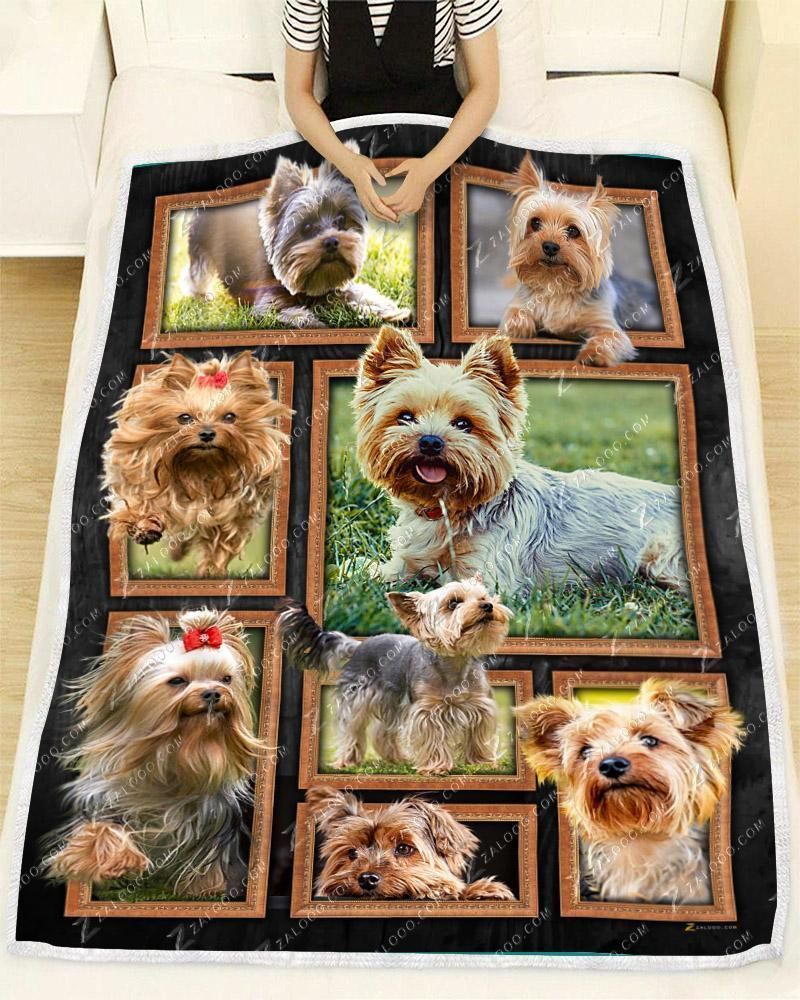 Dog Cute Yorkshire Terrier Sherpa Fleece Blanket
