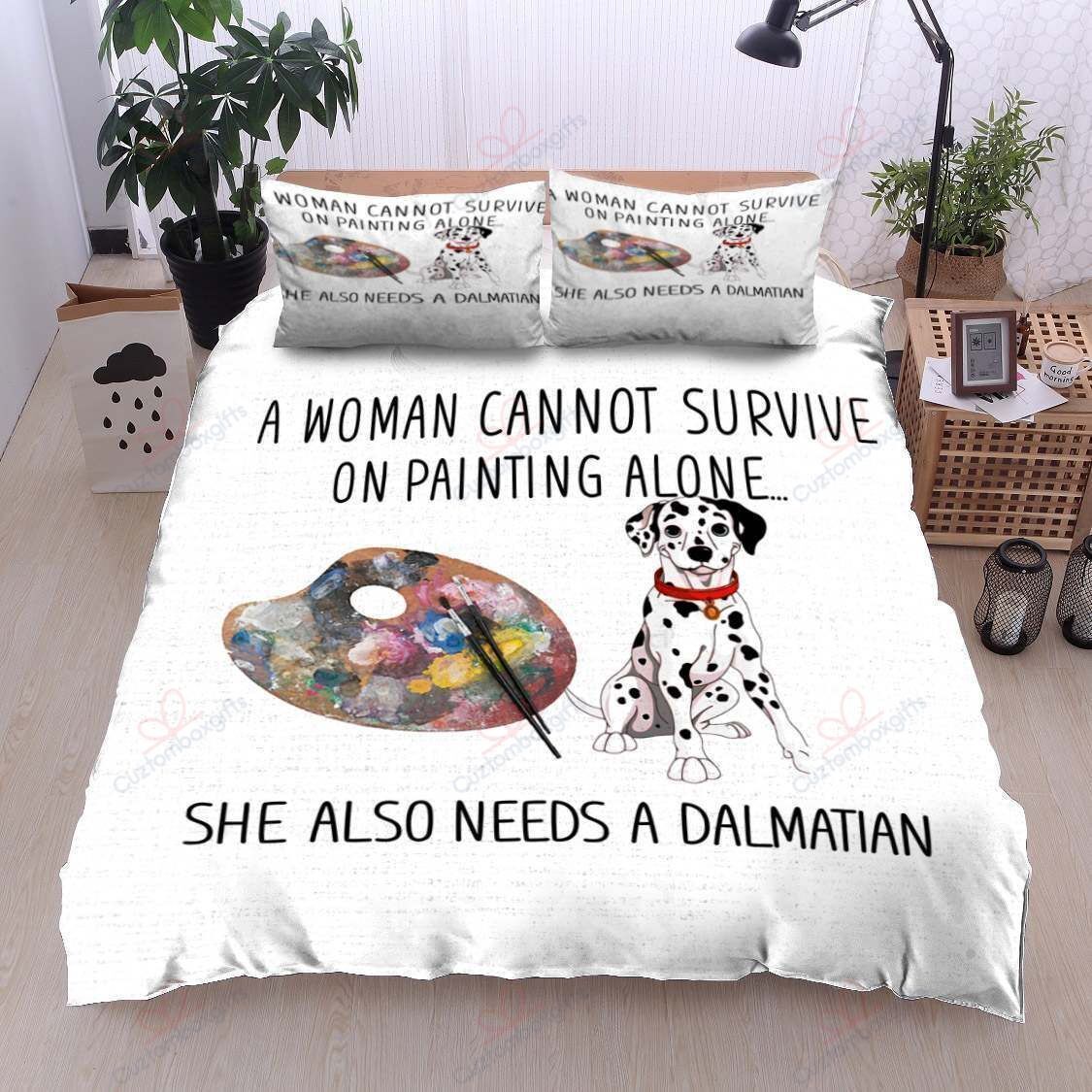 Dog Dalmatian Painting Printed Bedding Set