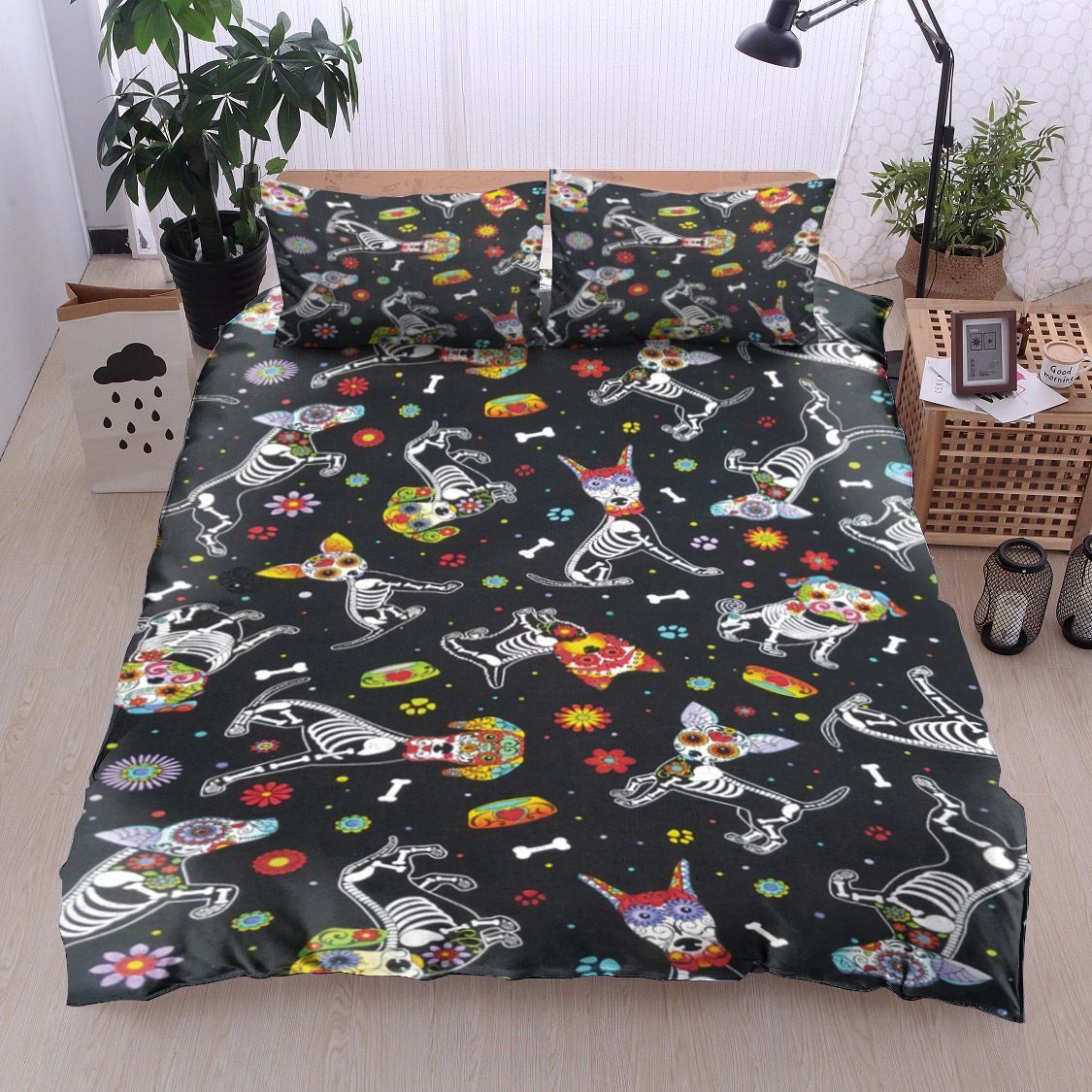 Dog Day Of The Dead Bedding Set