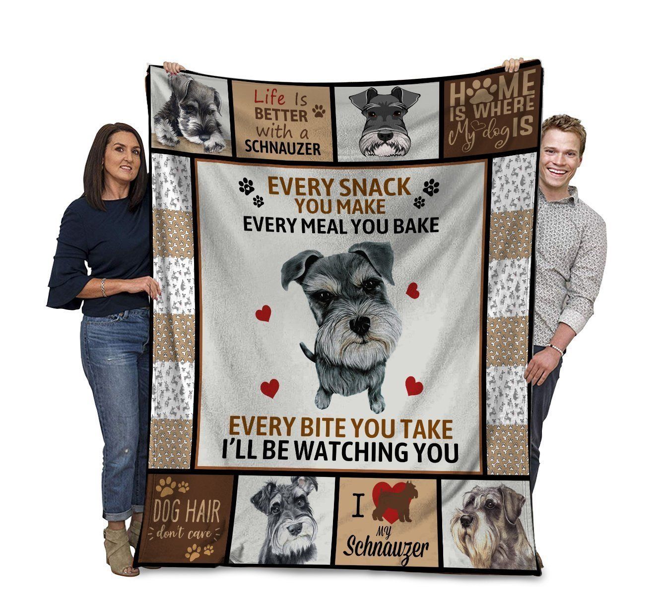 Dog Every Snack You Make I’Ll Be Watching You Miniature Schnauzer Dog Sherpa Fleece Blanket