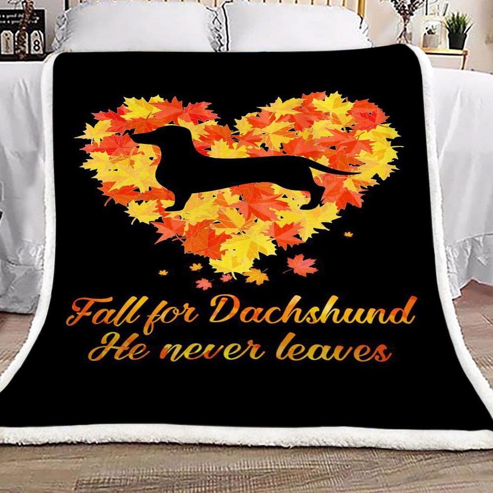 Dog Fall For Dachshund He Never Leaves Sherpa Fleece Blanket