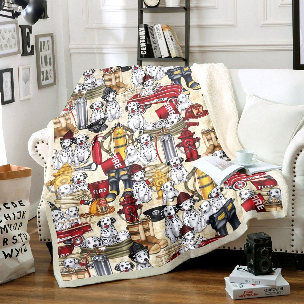 Dog Firefighter Sherpa Fleece Blanket