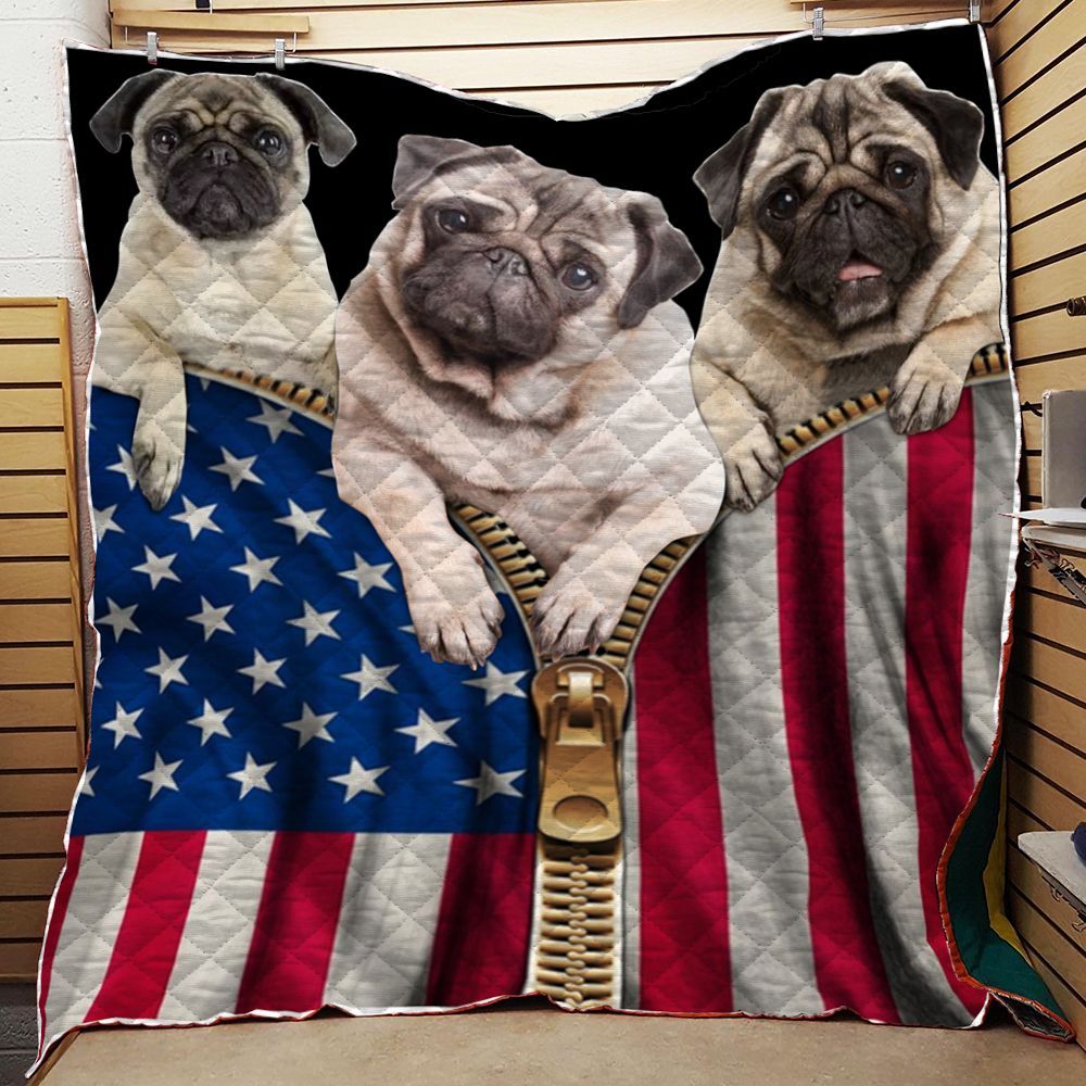 Dog Flag Pug Quilt Blanket DHC0102378TD