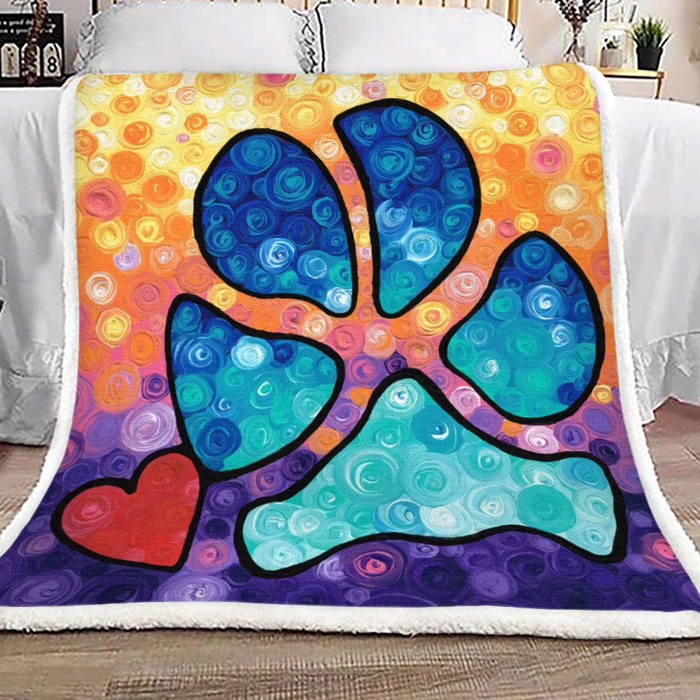 Dog Footprint Sherpa Fleece