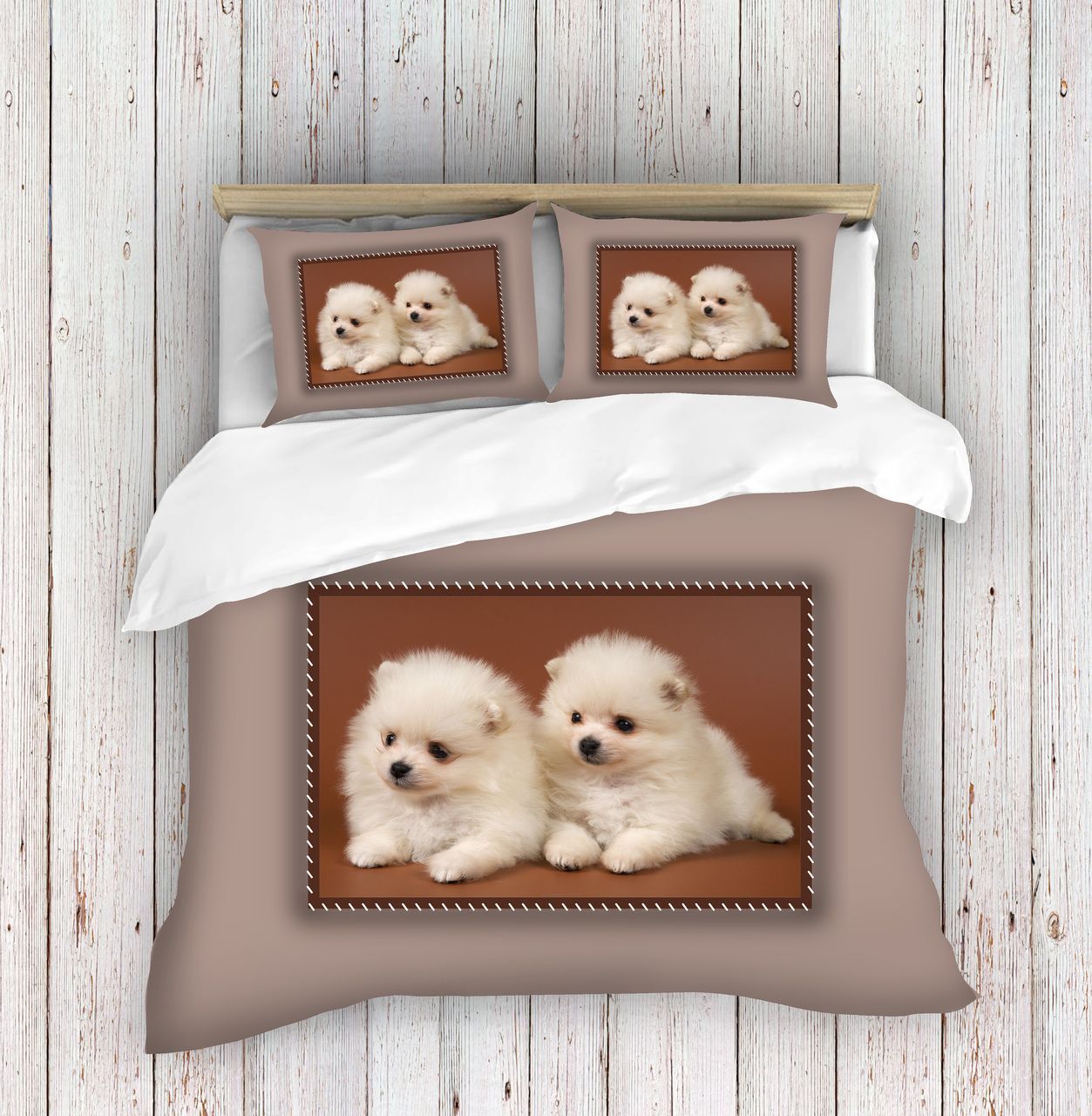 Dog Friends Brown Bedding Set