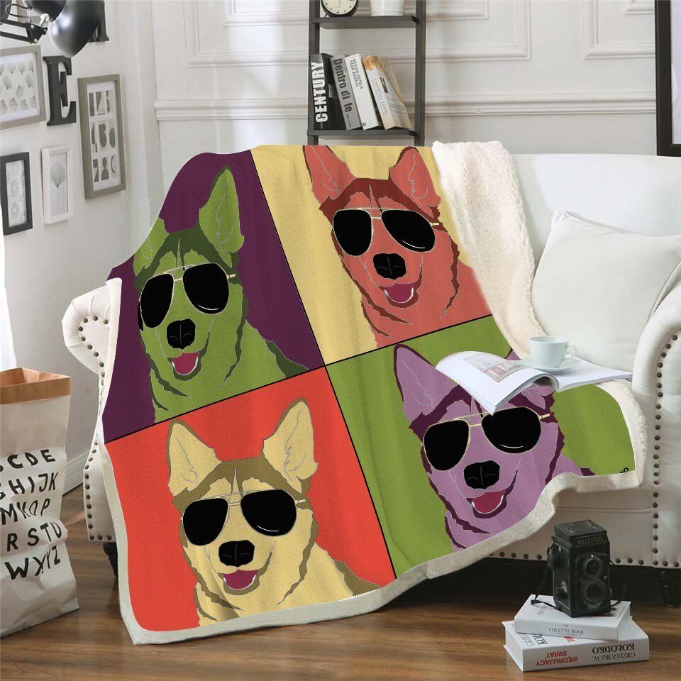Dog Glass Sherpa Fleece Blanket