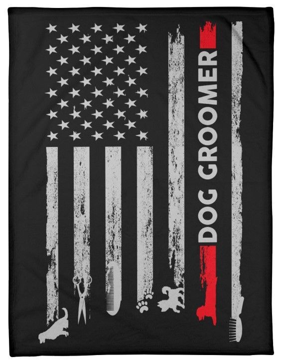 Dog Groomer Usa Flag Sherpa Fleece Blanket