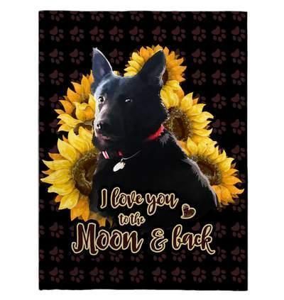 Dog I Love You To The Moon And Back Sherpa Fleece Blanket