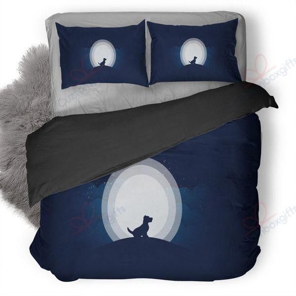 Dog In The Moon Light Printed Bedding Set