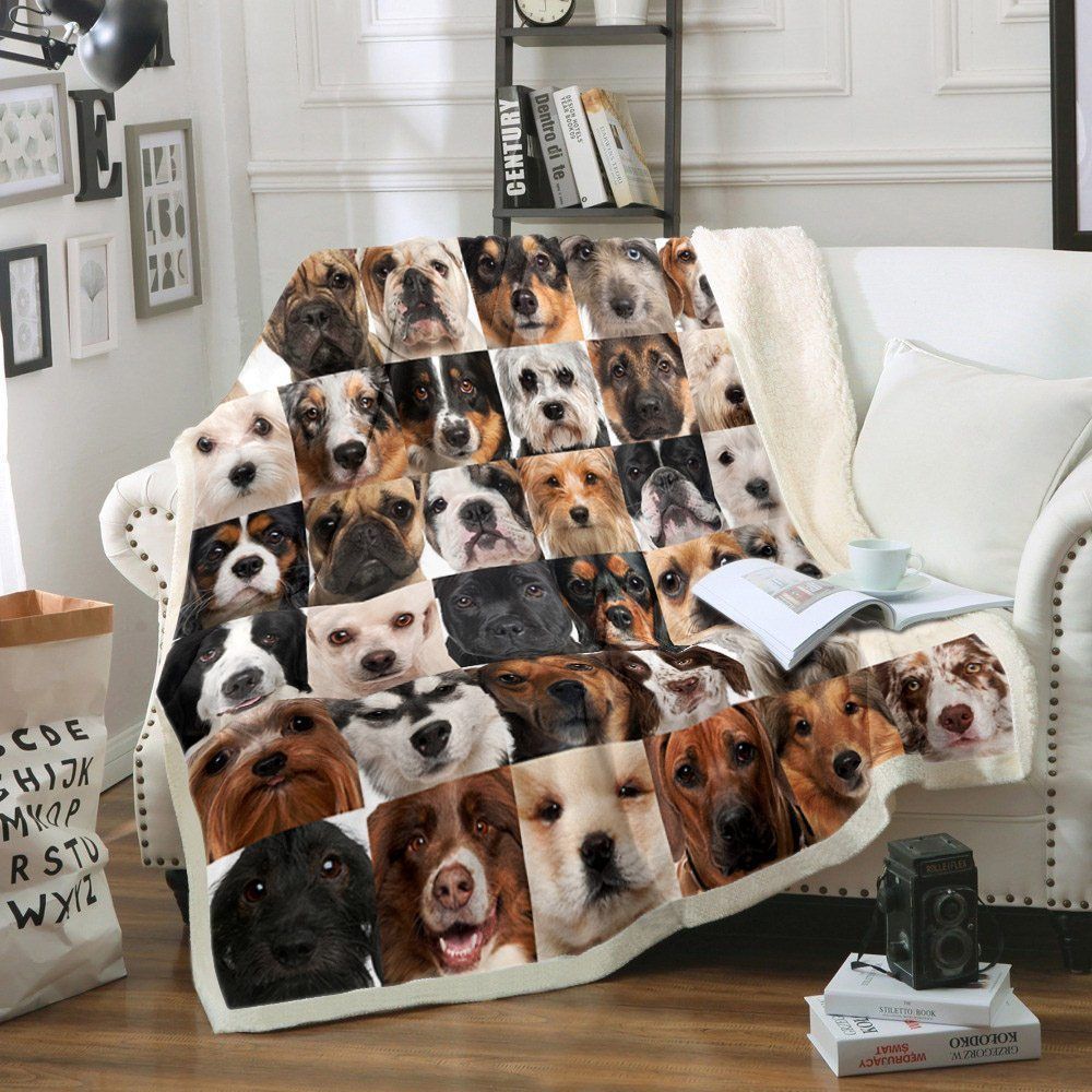 Dog Lovely Sherpa Fleece Blanket