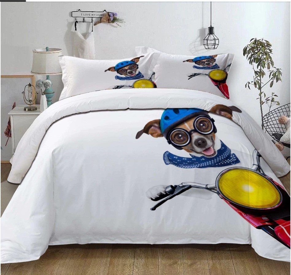 Dog Motocross Bedding Set