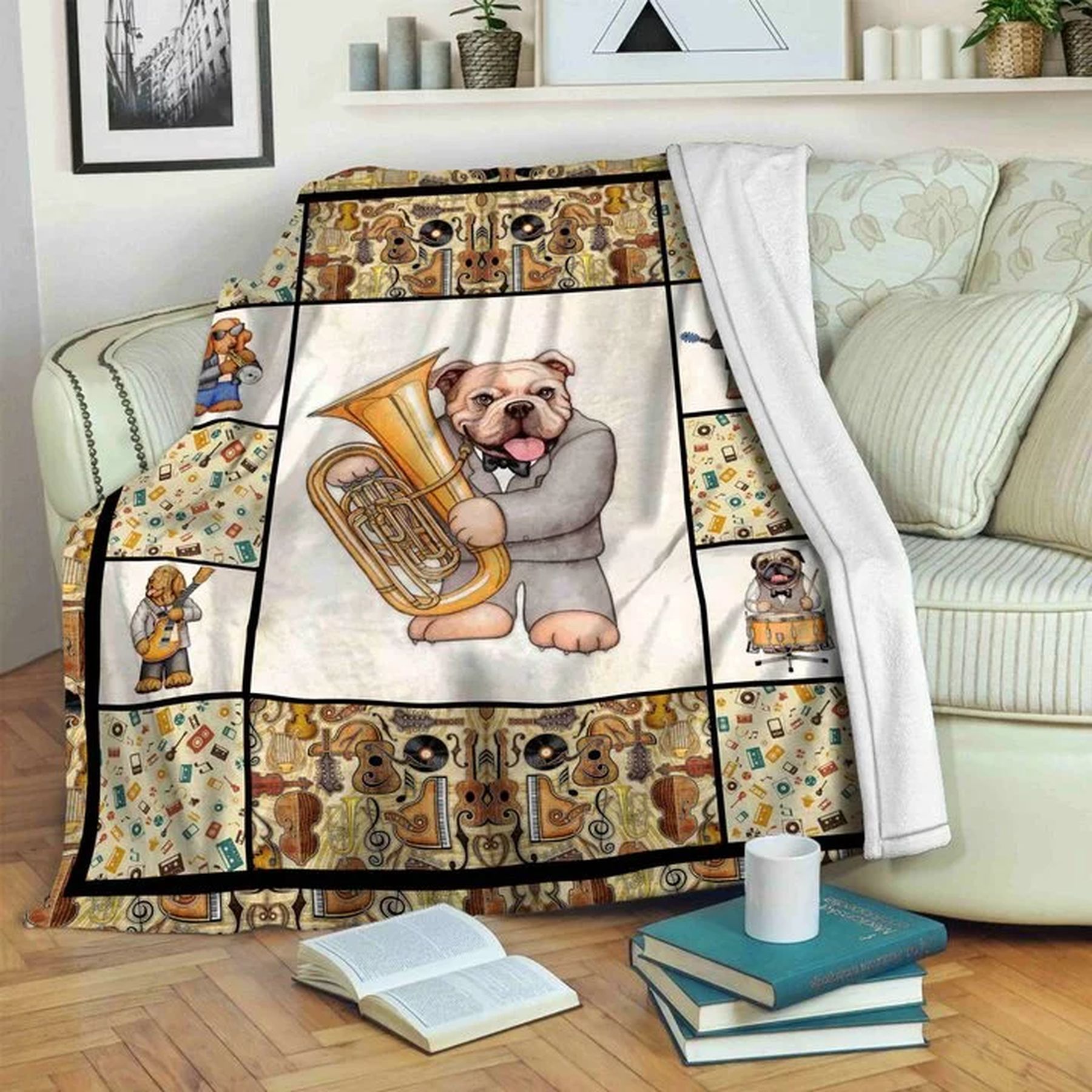 Dog Music Sherpa Fleece Blanket