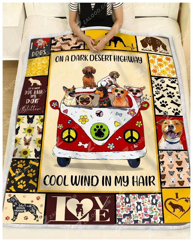 Dog On A Dark Desert Highway Sherpa Fleece Blanket